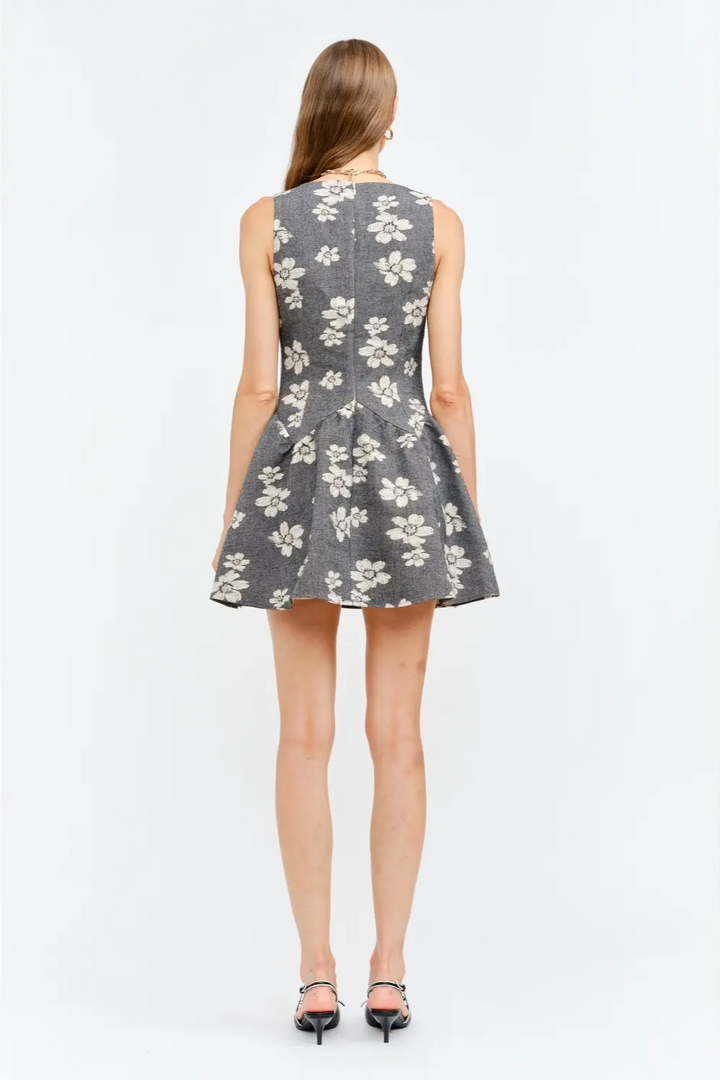 Eden Tie Front Drop Waist Floral Print Mini Dress