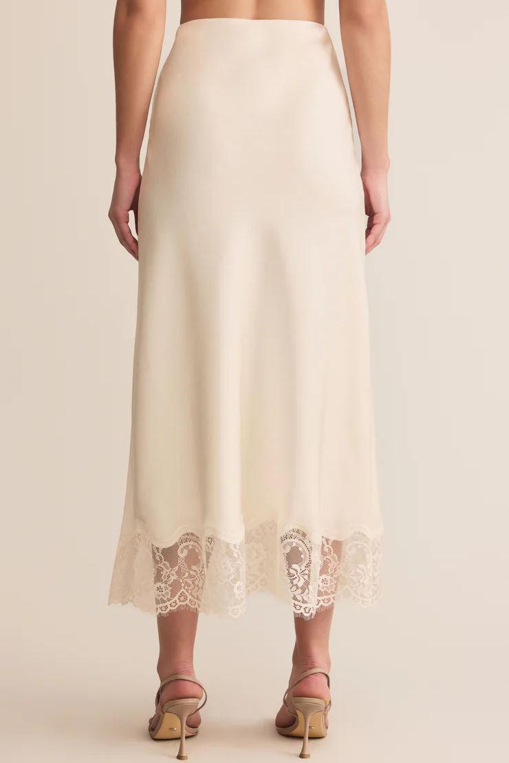 Cinder Lace Satin Midi Skirt