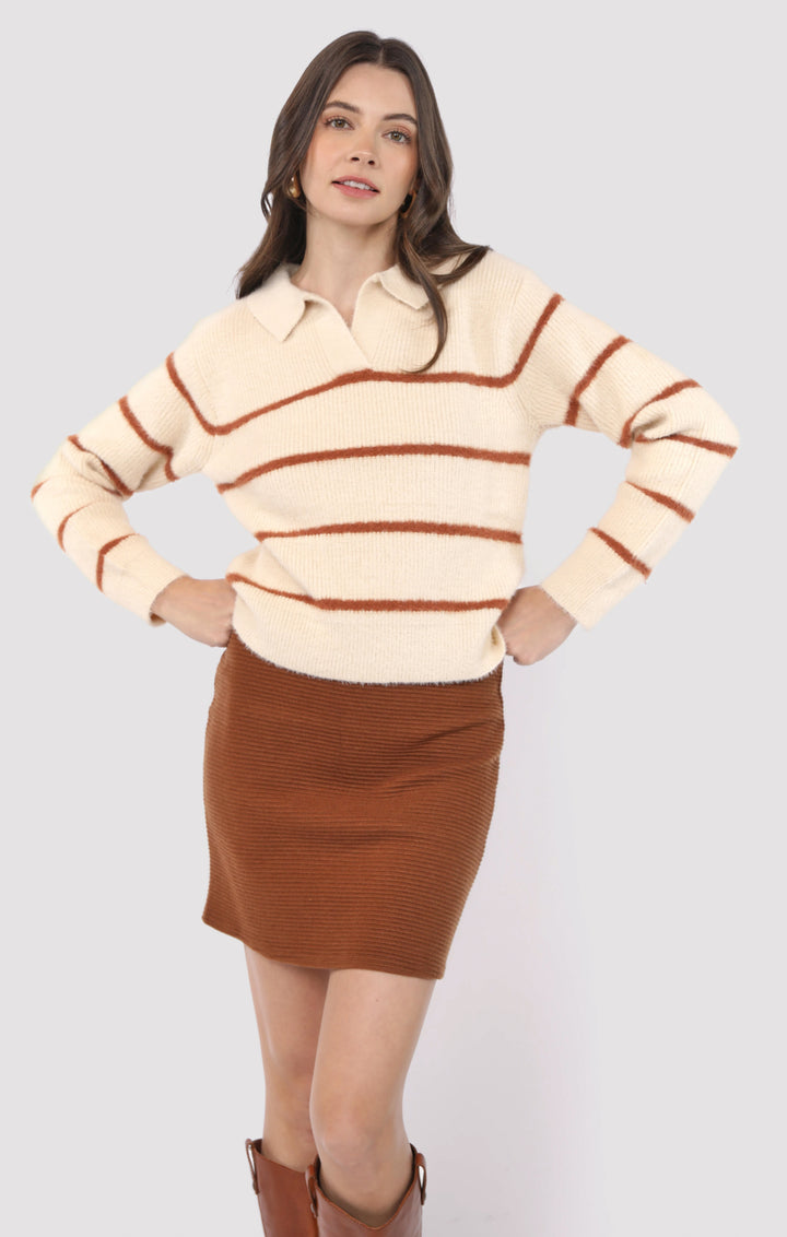 Carmel Stripped  Sweater
