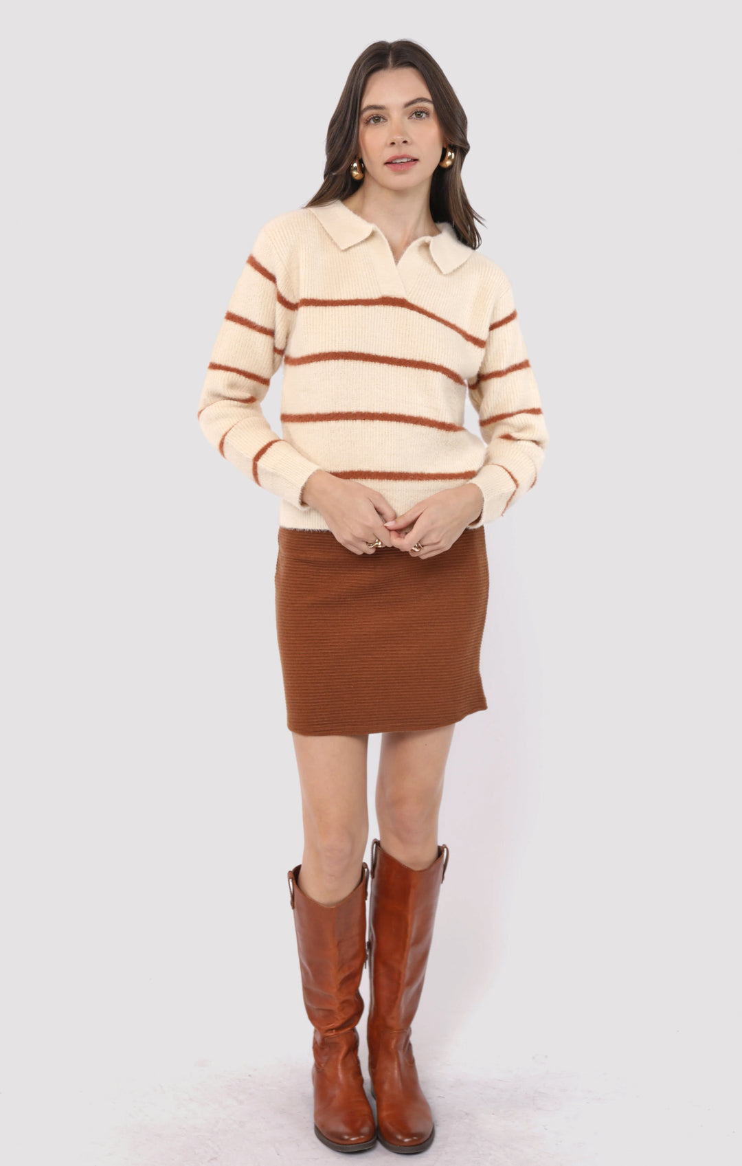 Carmel Stripped  Sweater