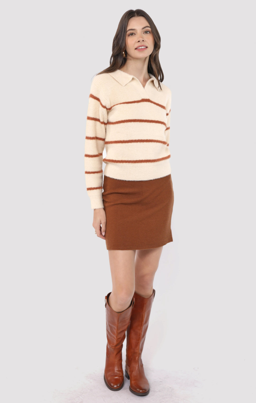 Carmel Stripped  Sweater